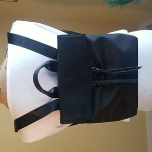 BOTKIIER SMALL NYLON AND PEBBLED LEATHER BACKPACK WITH LOGO STRAPS